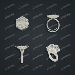 Jewelry set Filigree Ring White Wax Casting Resin 3D Printing Service  CS03T-006ap-R