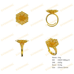 Jewelry set Filigree Ring White Wax Casting Resin 3D Printing Service  CS03T-006ap-R