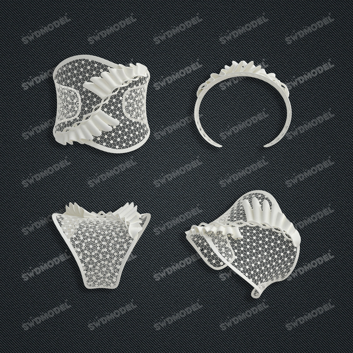 Jewelry set Filigree Bangle White Wax Casting Resin 3D Printing Service CS61G-042wt