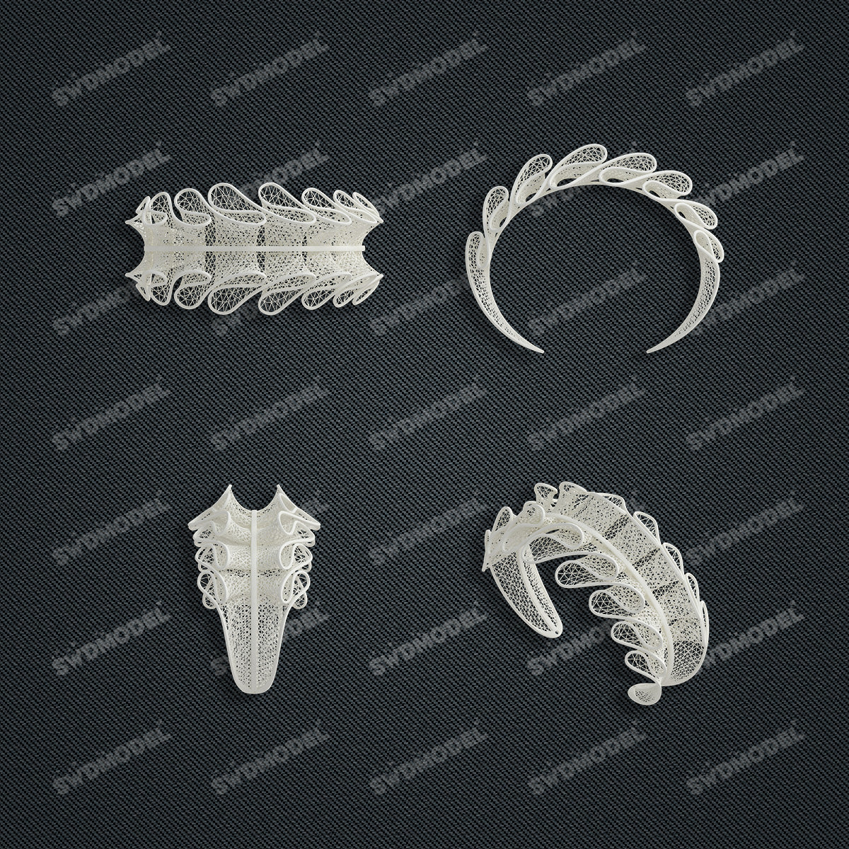 Jewelry set Filigree Bangle White Wax Casting Resin 3D Printing Service CS61G-043wt