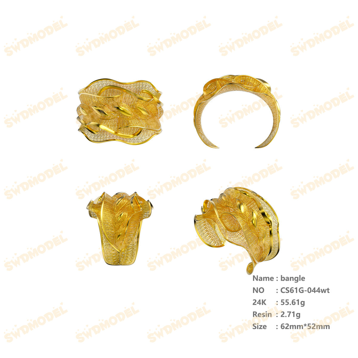 Jewelry set Filigree Bangle White Wax Casting Resin 3D Printing Service CS61G-044wt