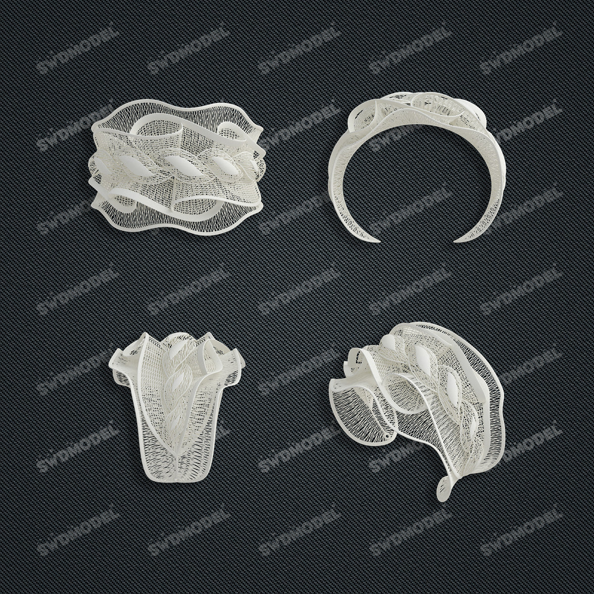 Jewelry set Filigree Bangle White Wax Casting Resin 3D Printing Service CS61G-044wt