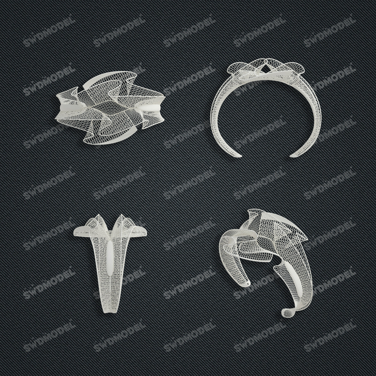 Jewelry set Filigree Bangle White Wax Casting Resin 3D Printing Service CS61G-045wt