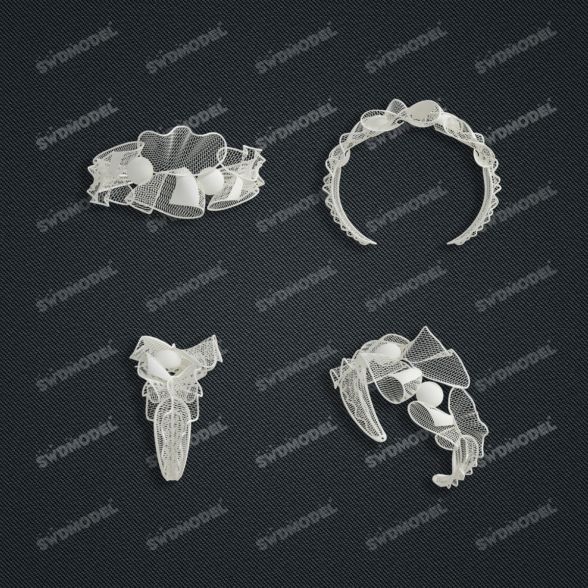 Jewelry set Filigree Bangle White Wax Casting Resin 3D Printing Service CS61G-046wt