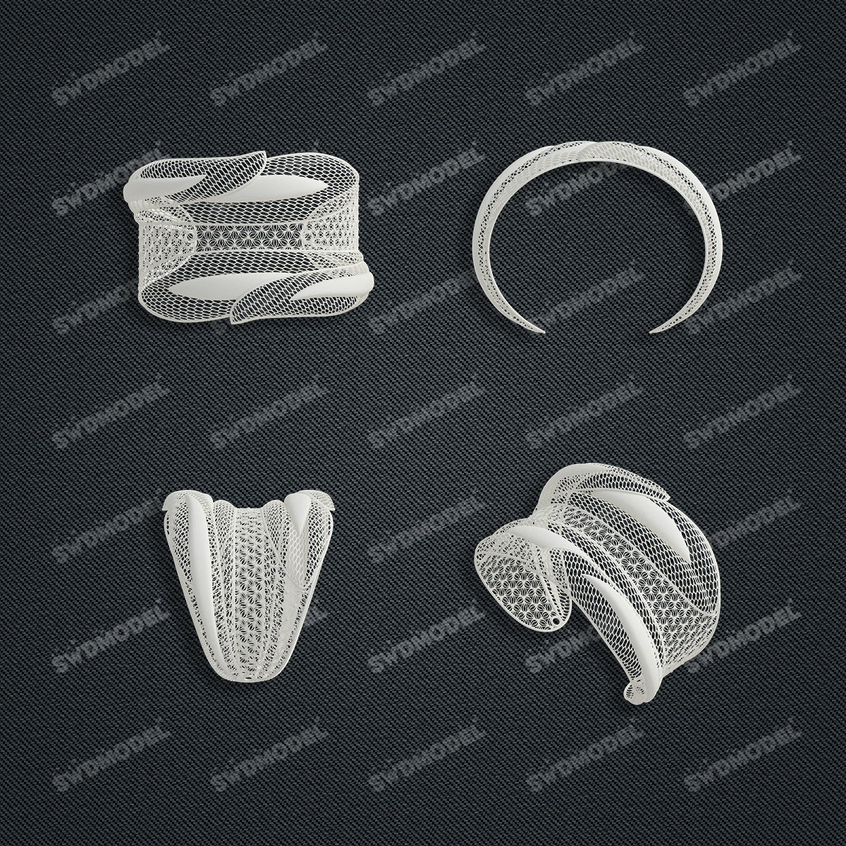 Jewelry set Filigree Bangle White Wax Casting Resin 3D Printing Service CS61G-047wt