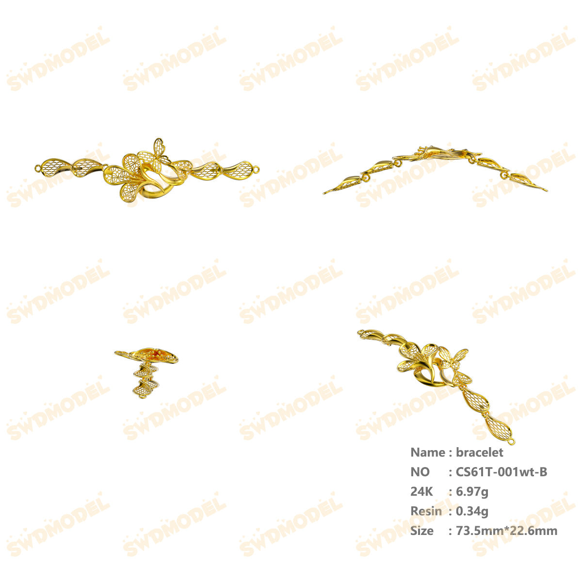 Jewelry set  Filigree Set   White Wax Casting Resin 3D Printing Service  CS61T-001wt