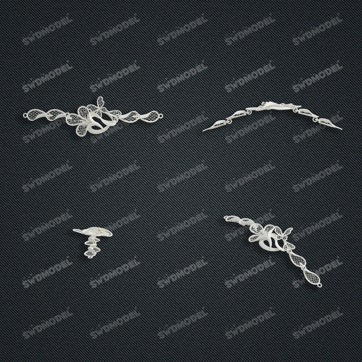 Jewelry set Filigree Bracelet White Wax Casting Resin 3D Printing Service   CS61T-001wt-B