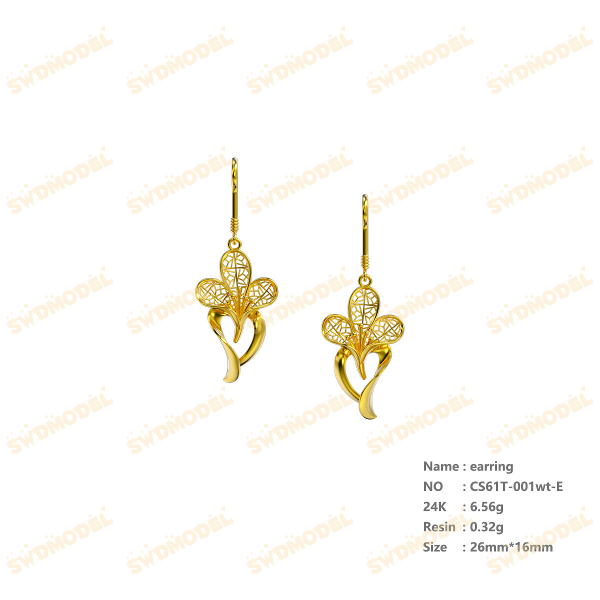 Jewelry set  Filigree Set   White Wax Casting Resin 3D Printing Service  CS61T-001wt