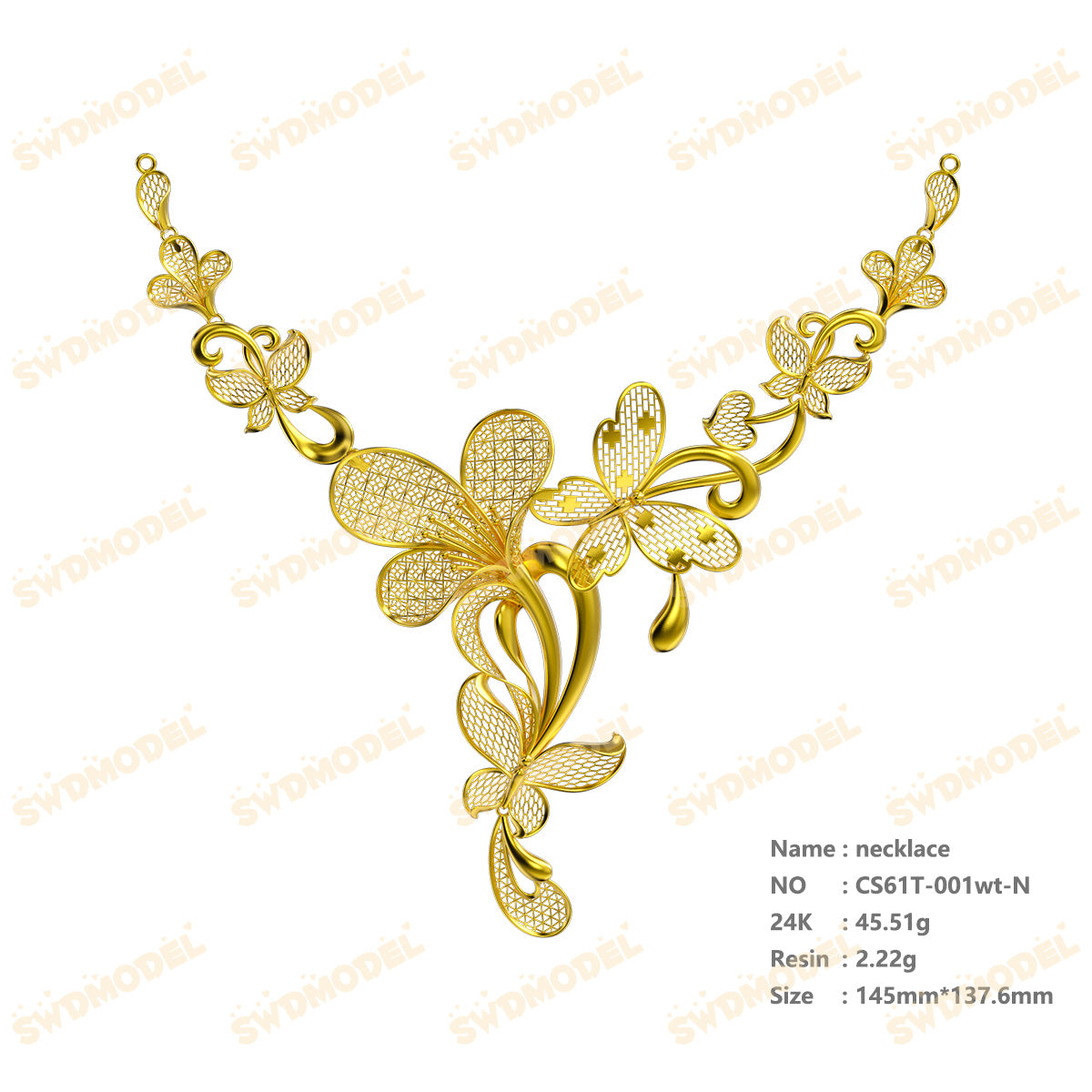 Jewelry set  Filigree Set   White Wax Casting Resin 3D Printing Service  CS61T-001wt