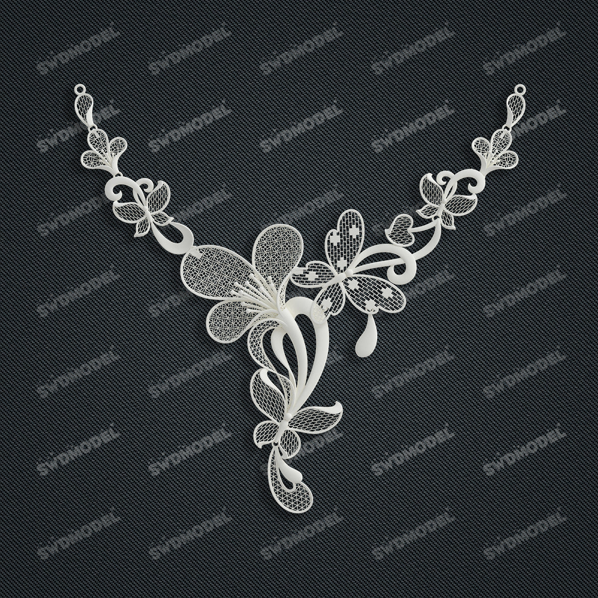 Jewelry set  Filigree Set   White Wax Casting Resin 3D Printing Service  CS61T-001wt