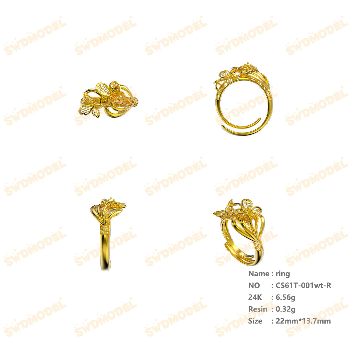 Jewelry set  Filigree Set   White Wax Casting Resin 3D Printing Service  CS61T-001wt