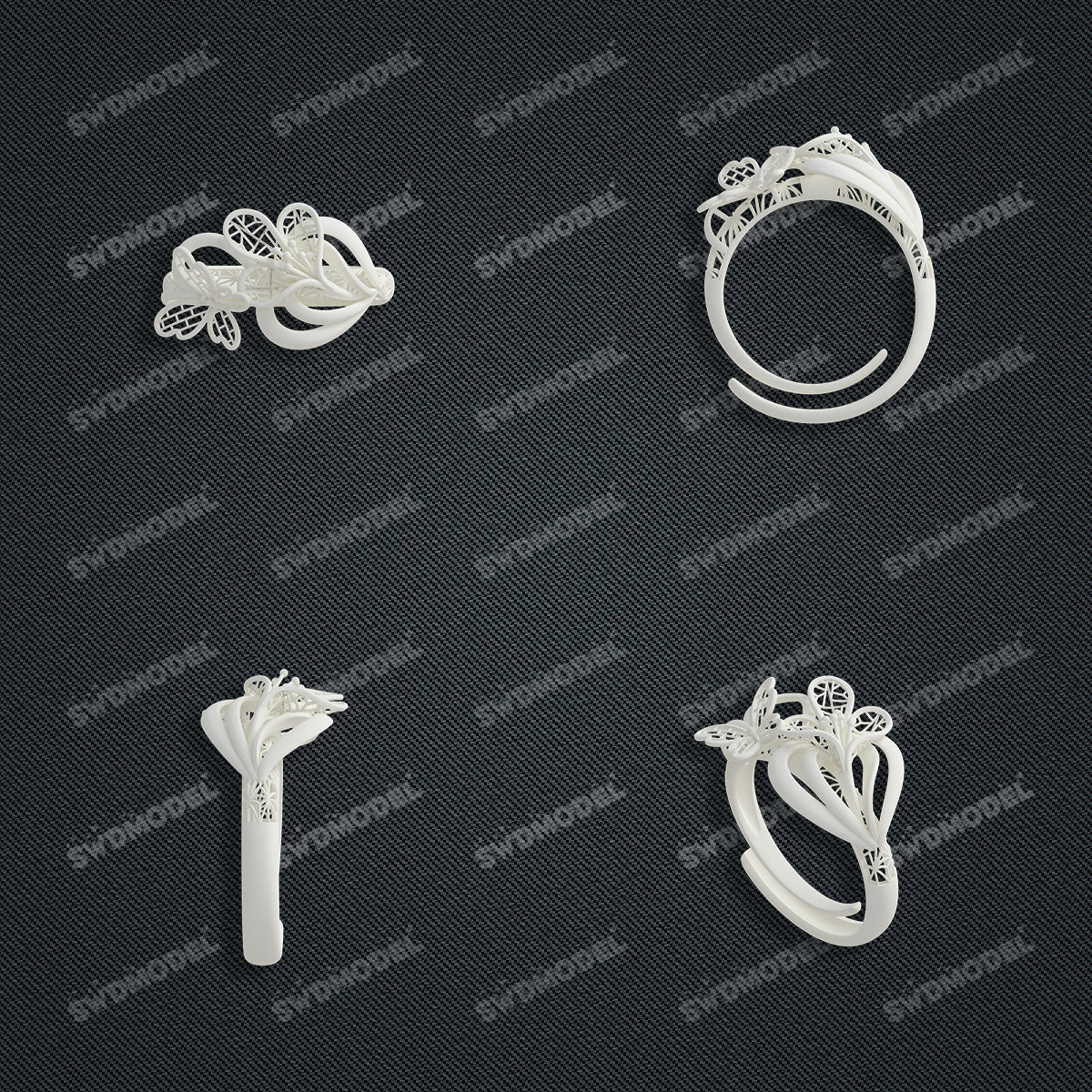 Jewelry set  Filigree Set   White Wax Casting Resin 3D Printing Service  CS61T-001wt