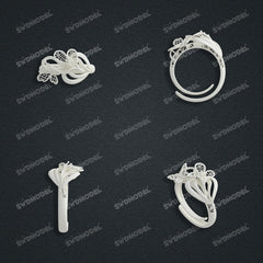 Jewelry set Filigree Ring White Wax Casting Resin 3D Printing Service  CS61T-001wt-R