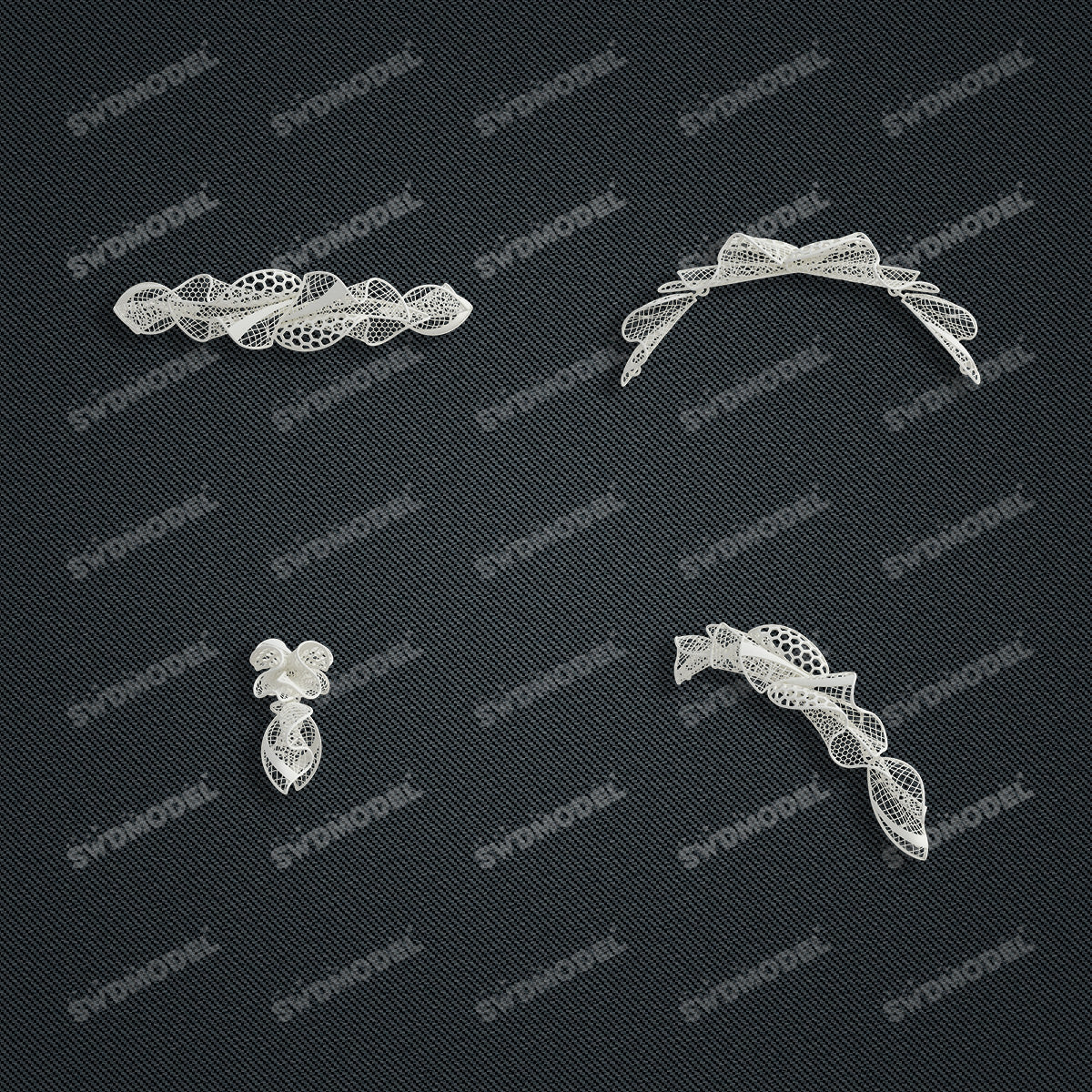Jewelry set  Filigree Set   White Wax Casting Resin 3D Printing Service  CS61T-002wt
