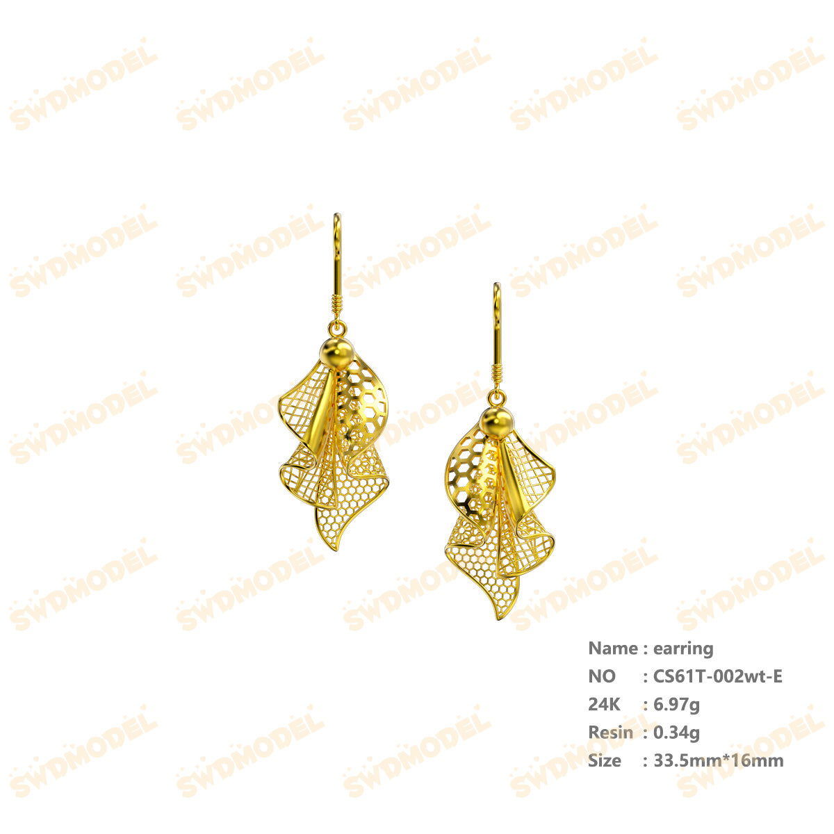 Jewelry set  Filigree Set   White Wax Casting Resin 3D Printing Service  CS61T-002wt