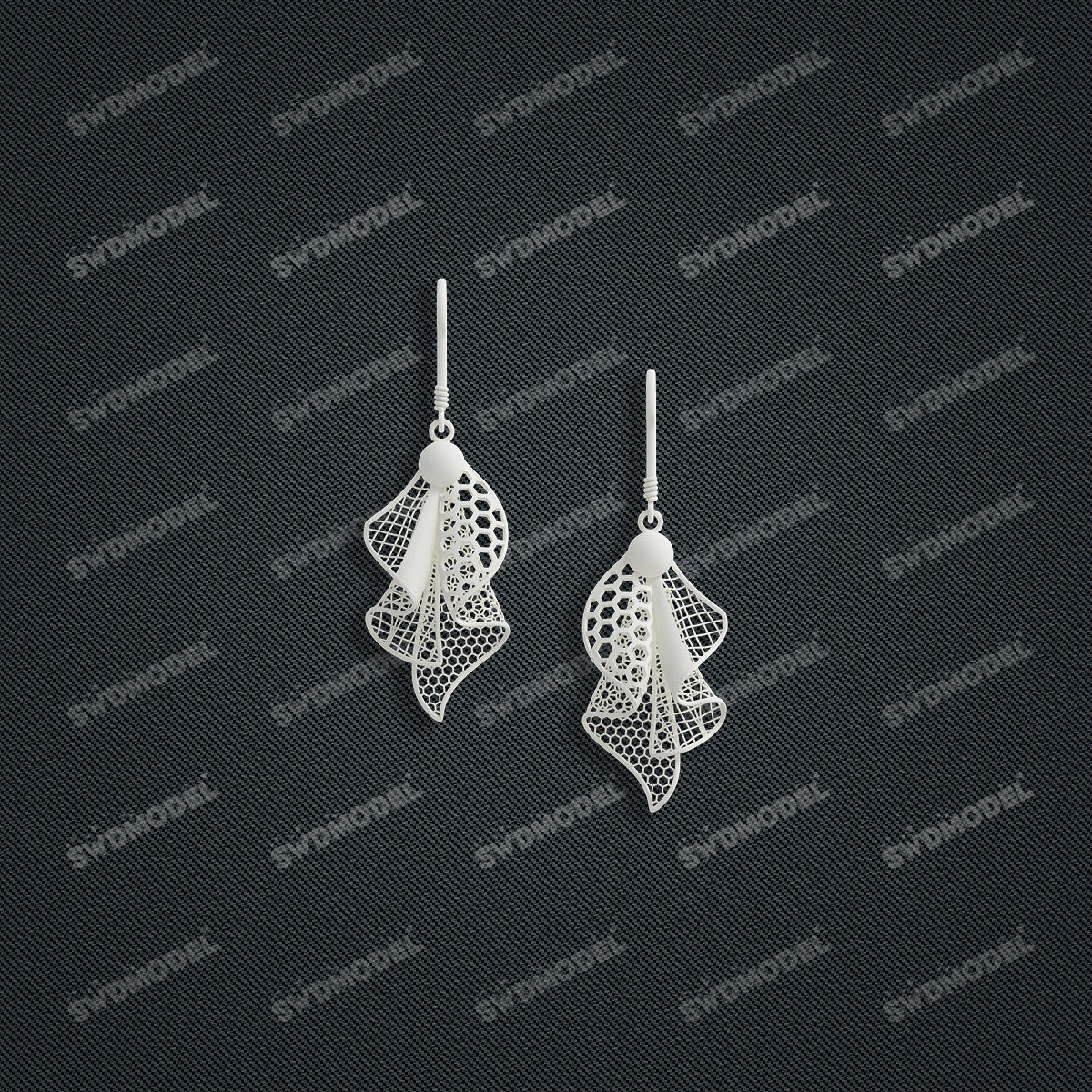 Jewelry set Filigree Earrings White Wax Casting Resin 3D Printing Service  CS61T-002wt-E