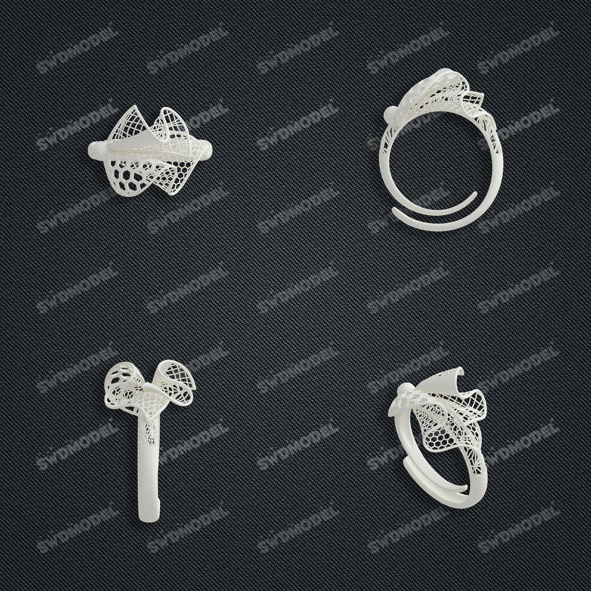 Jewelry set  Filigree Set   White Wax Casting Resin 3D Printing Service  CS61T-002wt