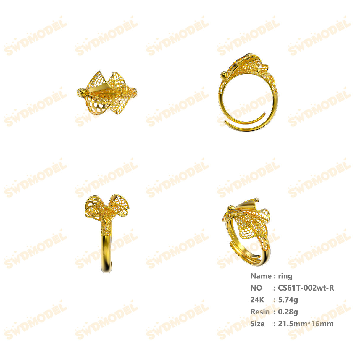 Jewelry set  Filigree Set   White Wax Casting Resin 3D Printing Service  CS61T-002wt