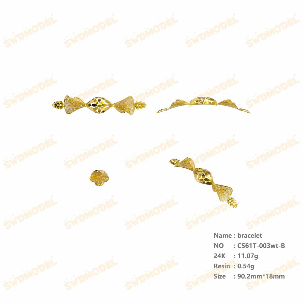 Jewelry set  Filigree Set   White Wax Casting Resin 3D Printing Service  CS61T-003wt