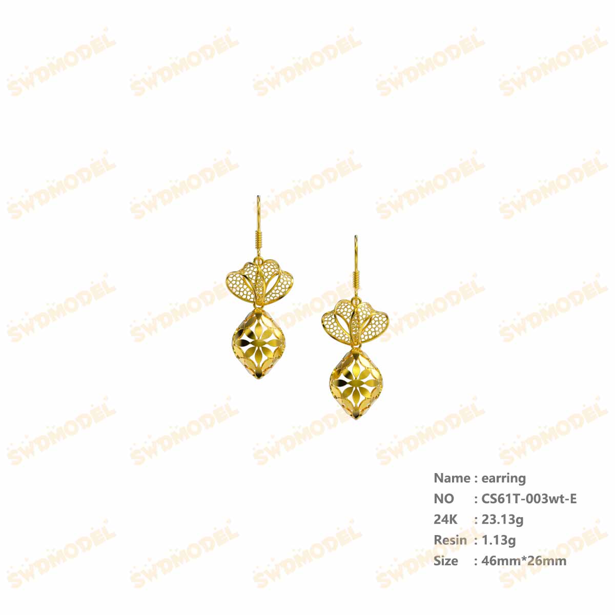 Jewelry set  Filigree Set   White Wax Casting Resin 3D Printing Service  CS61T-003wt