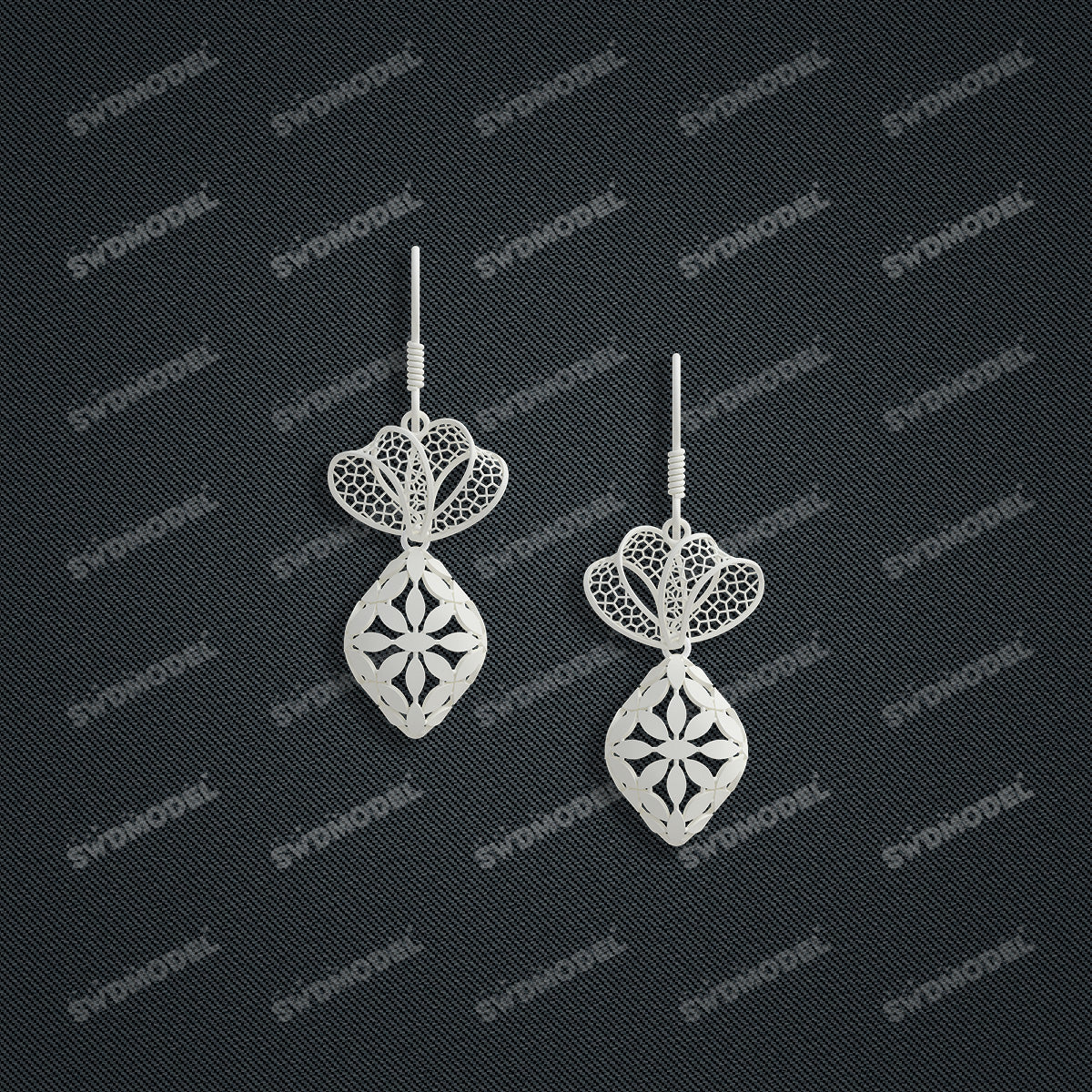 Jewelry set  Filigree Set   White Wax Casting Resin 3D Printing Service  CS61T-003wt