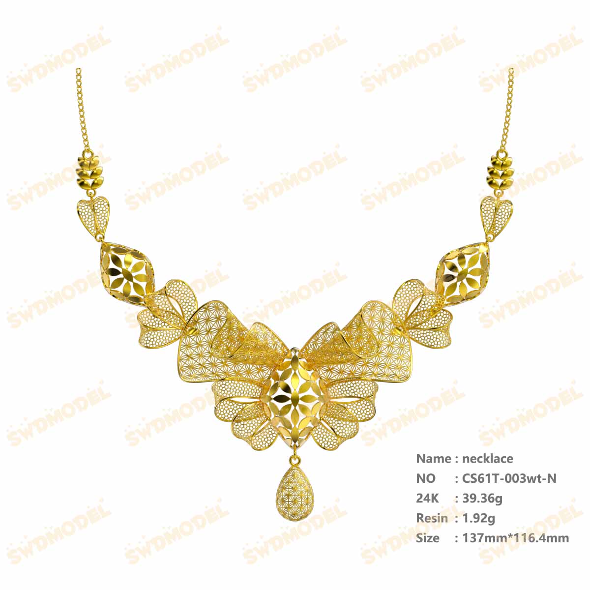 Jewelry set  Filigree Set   White Wax Casting Resin 3D Printing Service  CS61T-003wt