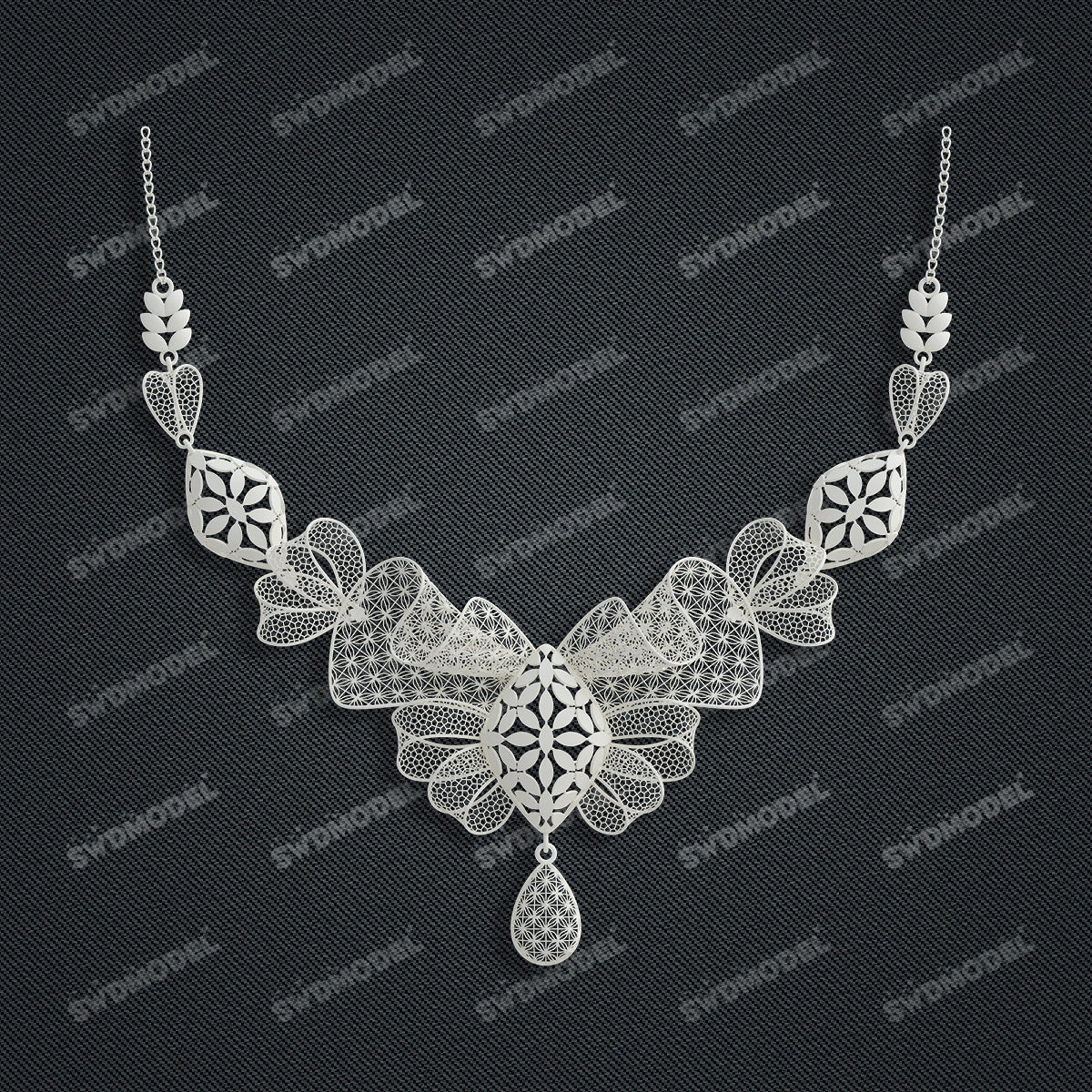 Jewelry set  Filigree Set   White Wax Casting Resin 3D Printing Service  CS61T-003wt