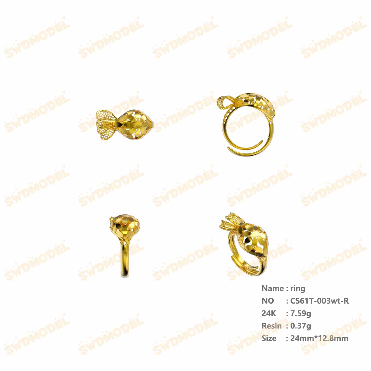 Jewelry set  Filigree Set   White Wax Casting Resin 3D Printing Service  CS61T-003wt