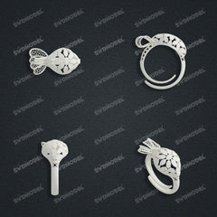 Jewelry set Filigree Ring White Wax Casting Resin 3D Printing Service  CS03T-003wt-R