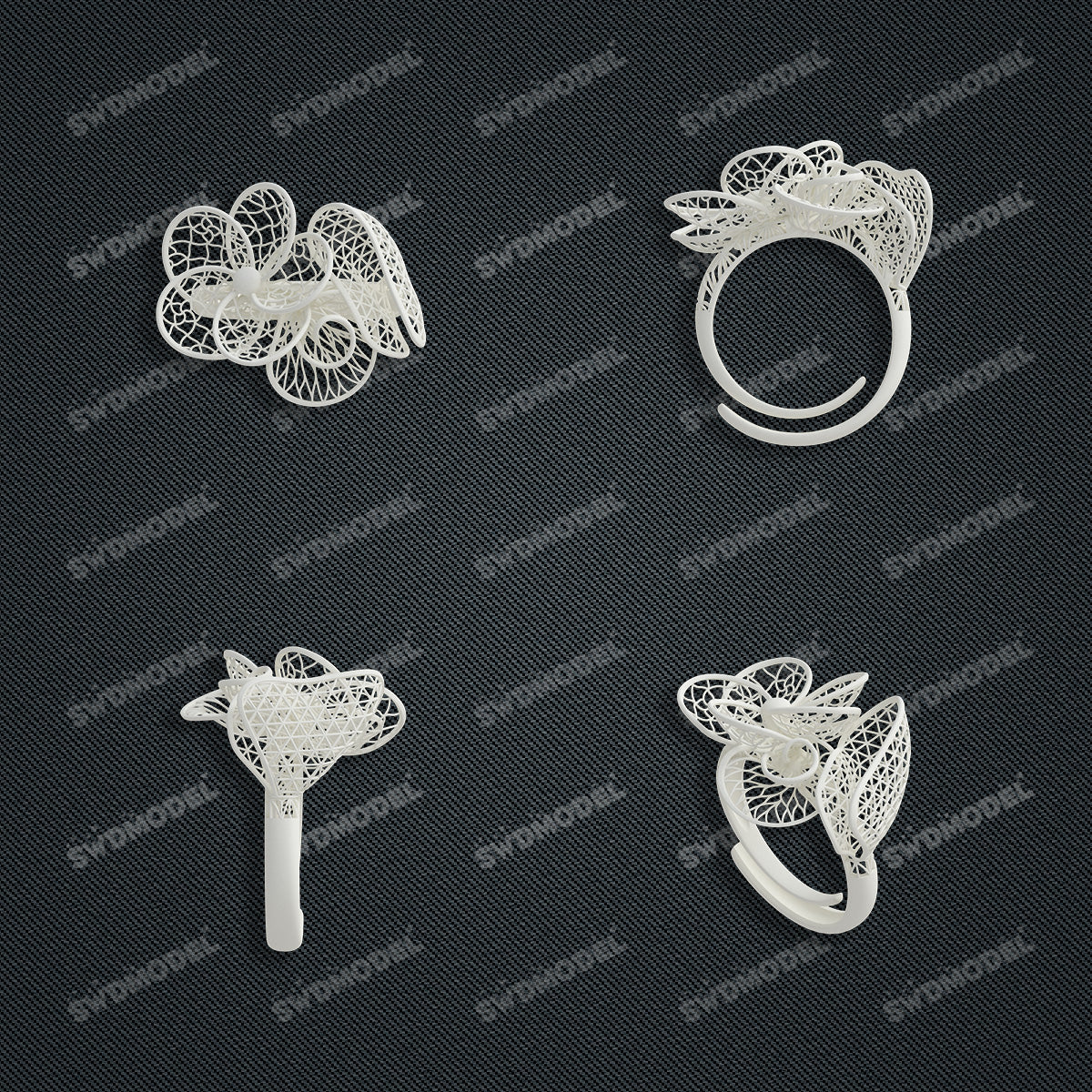 Jewelry set  Filigree Set   White Wax Casting Resin 3D Printing Service  CS61T-004wt