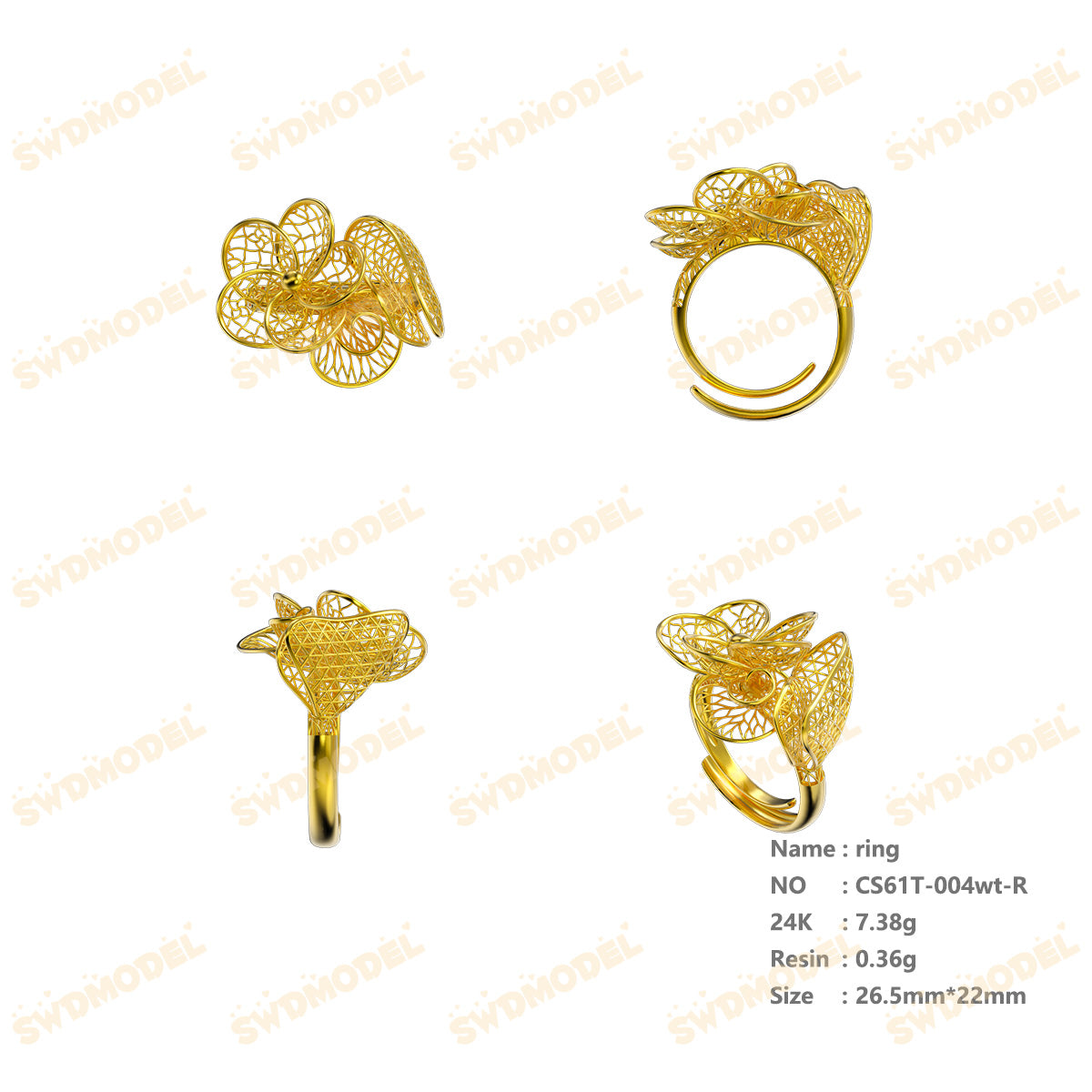 Jewelry set  Filigree Set   White Wax Casting Resin 3D Printing Service  CS61T-004wt