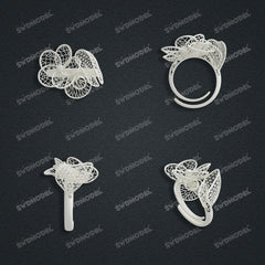 Jewelry set Filigree Ring White Wax Casting Resin 3D Printing Service  CS61T-004wt-R