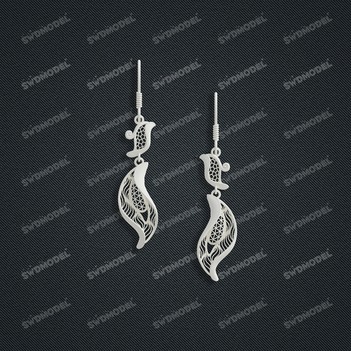 Jewelry set  Filigree Set   White Wax Casting Resin 3D Printing Service  CS61T-005wt