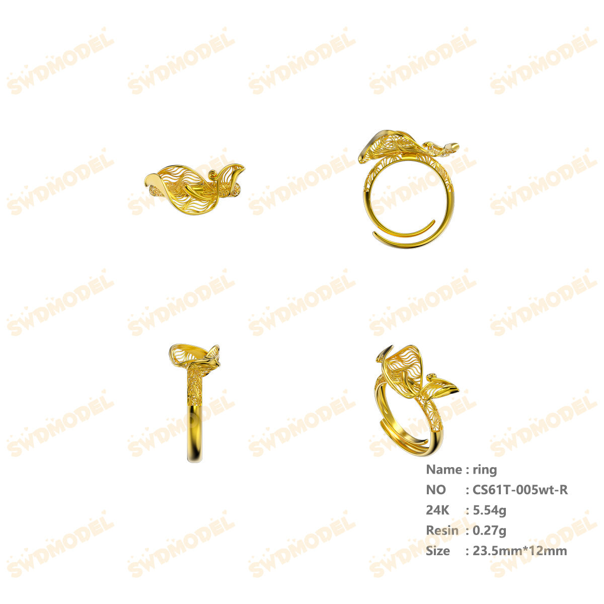 Jewelry set  Filigree Set   White Wax Casting Resin 3D Printing Service  CS61T-005wt