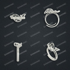 Jewelry set Filigree Ring White Wax Casting Resin 3D Printing Service  CS03T-005wt-R