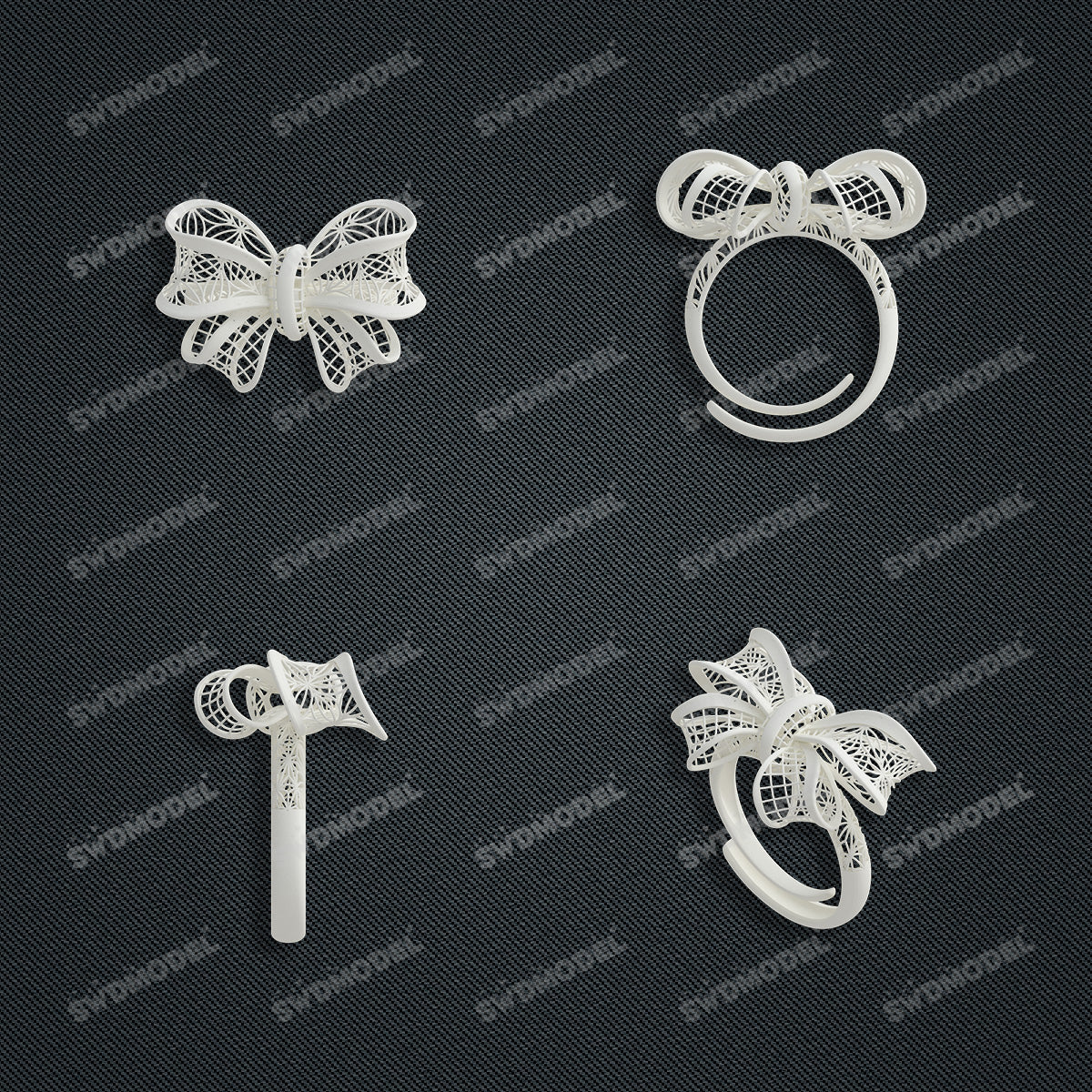 Jewelry set Filigree Ring White Wax Casting Resin 3D Printing Service  CS03T-006wt-R