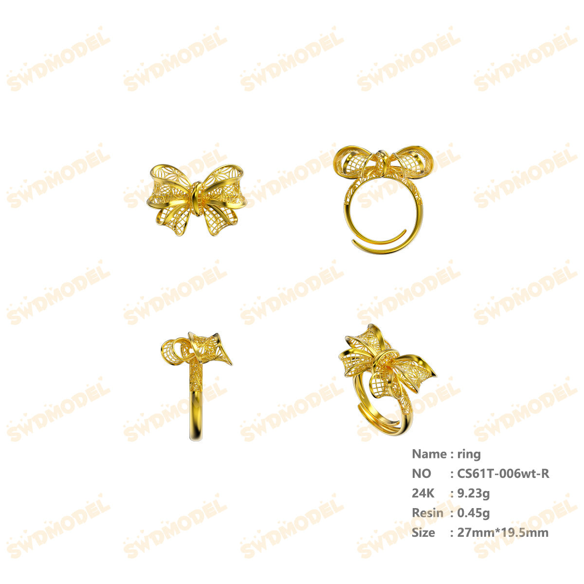 Jewelry set  Filigree Set   White Wax Casting Resin 3D Printing Service  CS61T-006wt