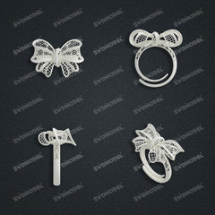 Jewelry set Filigree Ring White Wax Casting Resin 3D Printing Service  CS03T-006wt-R