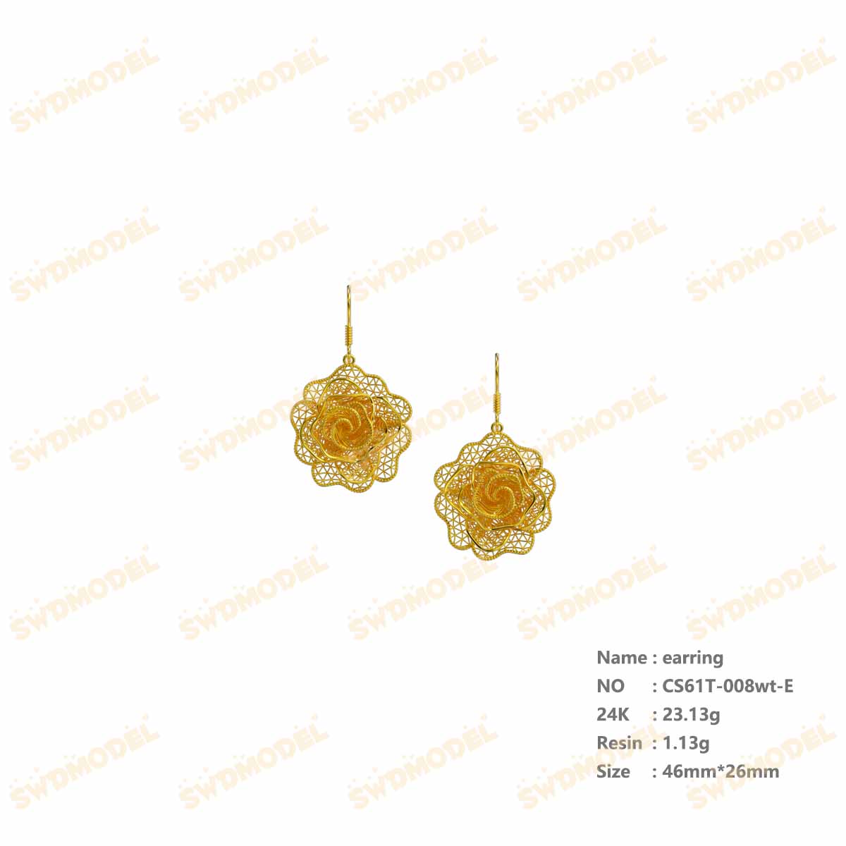 Jewelry set  Filigree Set   White Wax Casting Resin 3D Printing Service  CS61T-008wt