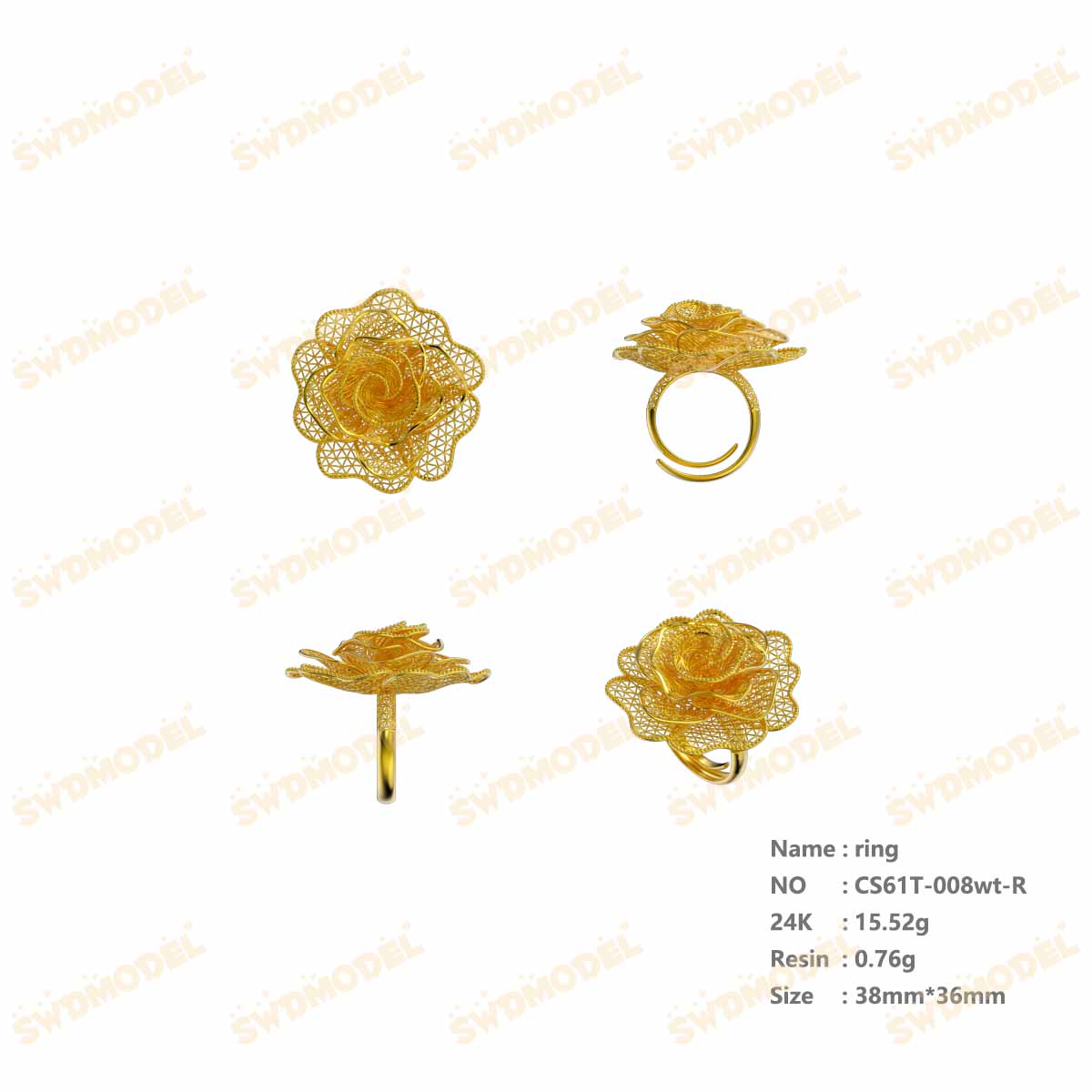 Jewelry set  Filigree Set   White Wax Casting Resin 3D Printing Service  CS61T-008wt
