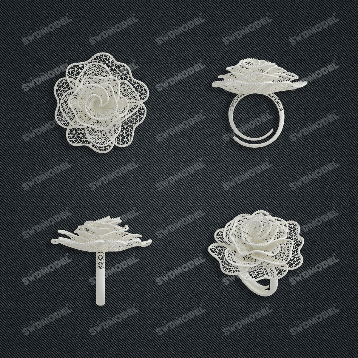 Jewelry set  Filigree Set   White Wax Casting Resin 3D Printing Service  CS61T-008wt