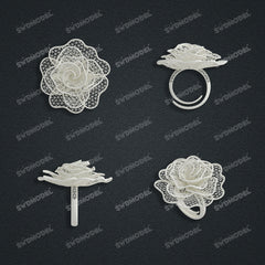 Jewelry set Filigree Ring White Wax Casting Resin 3D Printing Service  CS03T-006wt-R