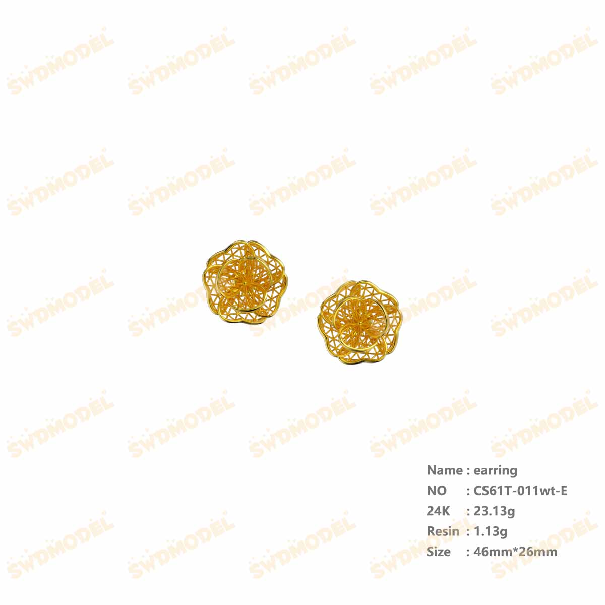 Jewelry set  Filigree Set   White Wax Casting Resin 3D Printing Service  CS61T-011wt