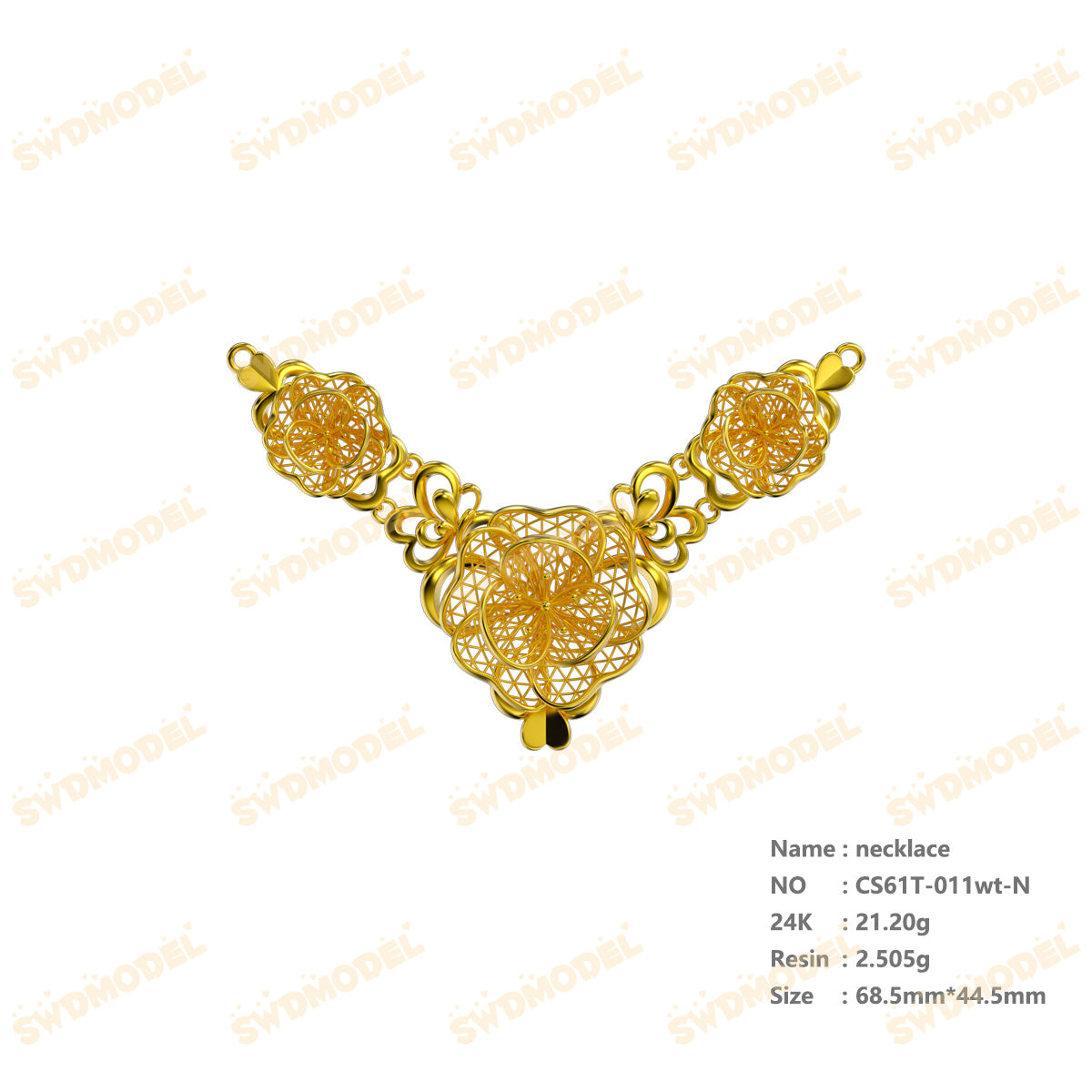 Jewelry set  Filigree Set   White Wax Casting Resin 3D Printing Service  CS61T-011wt