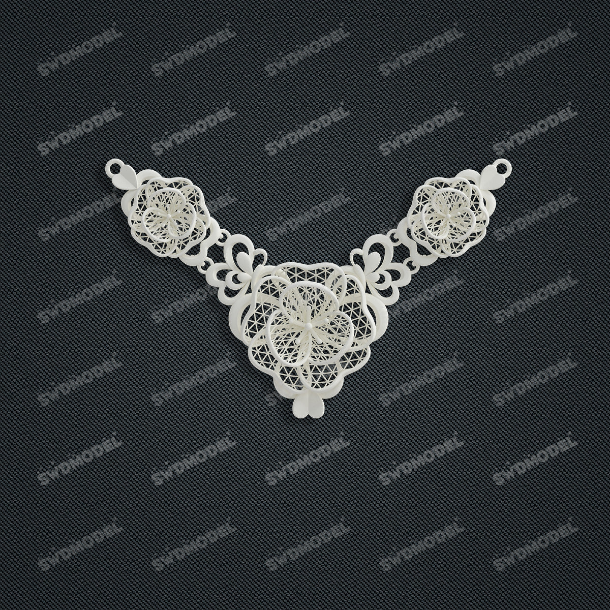 Jewelry set Filigree Necklace White Wax Casting Resin 3D Printing Service  CS61T-011wt-N