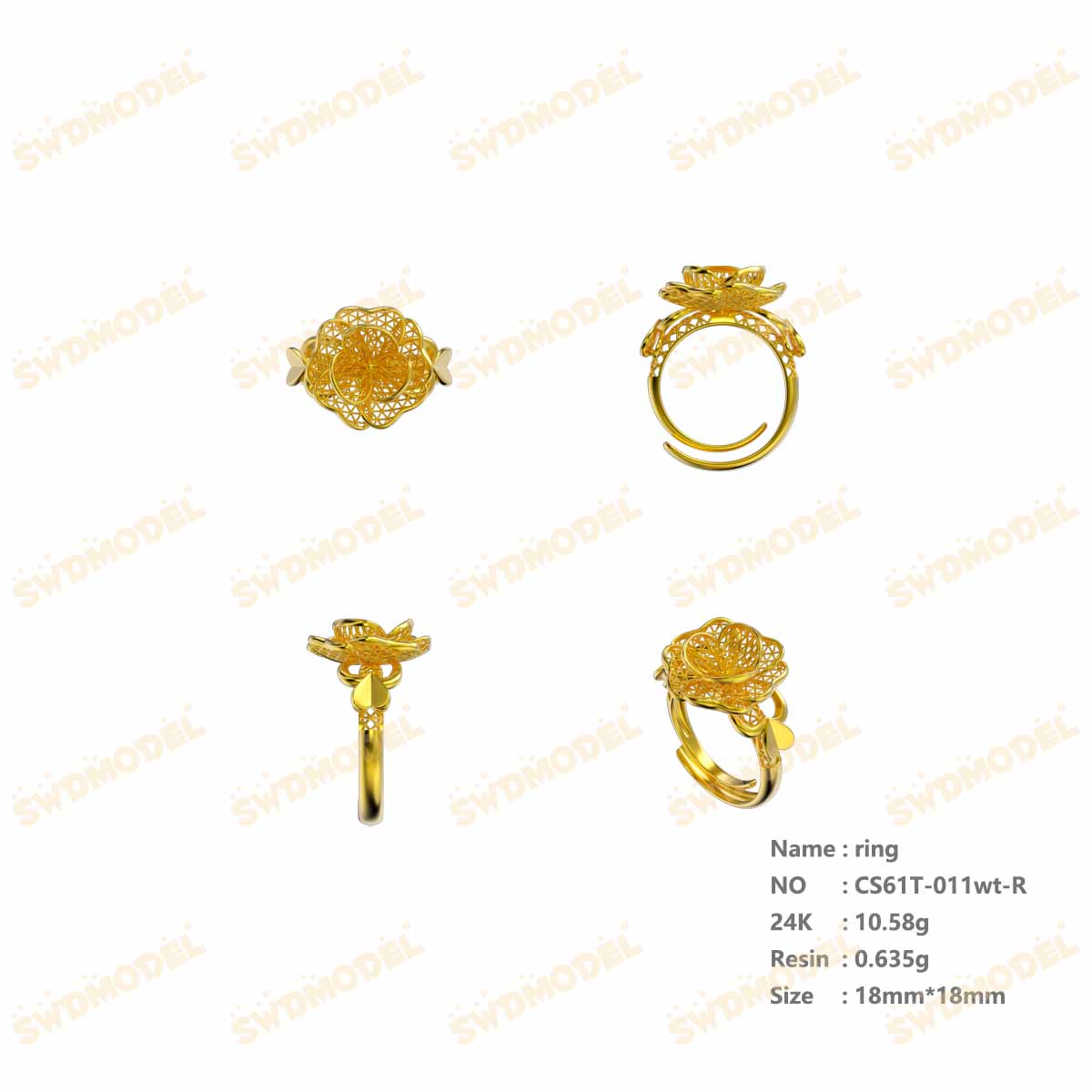 Jewelry set  Filigree Set   White Wax Casting Resin 3D Printing Service  CS61T-011wt