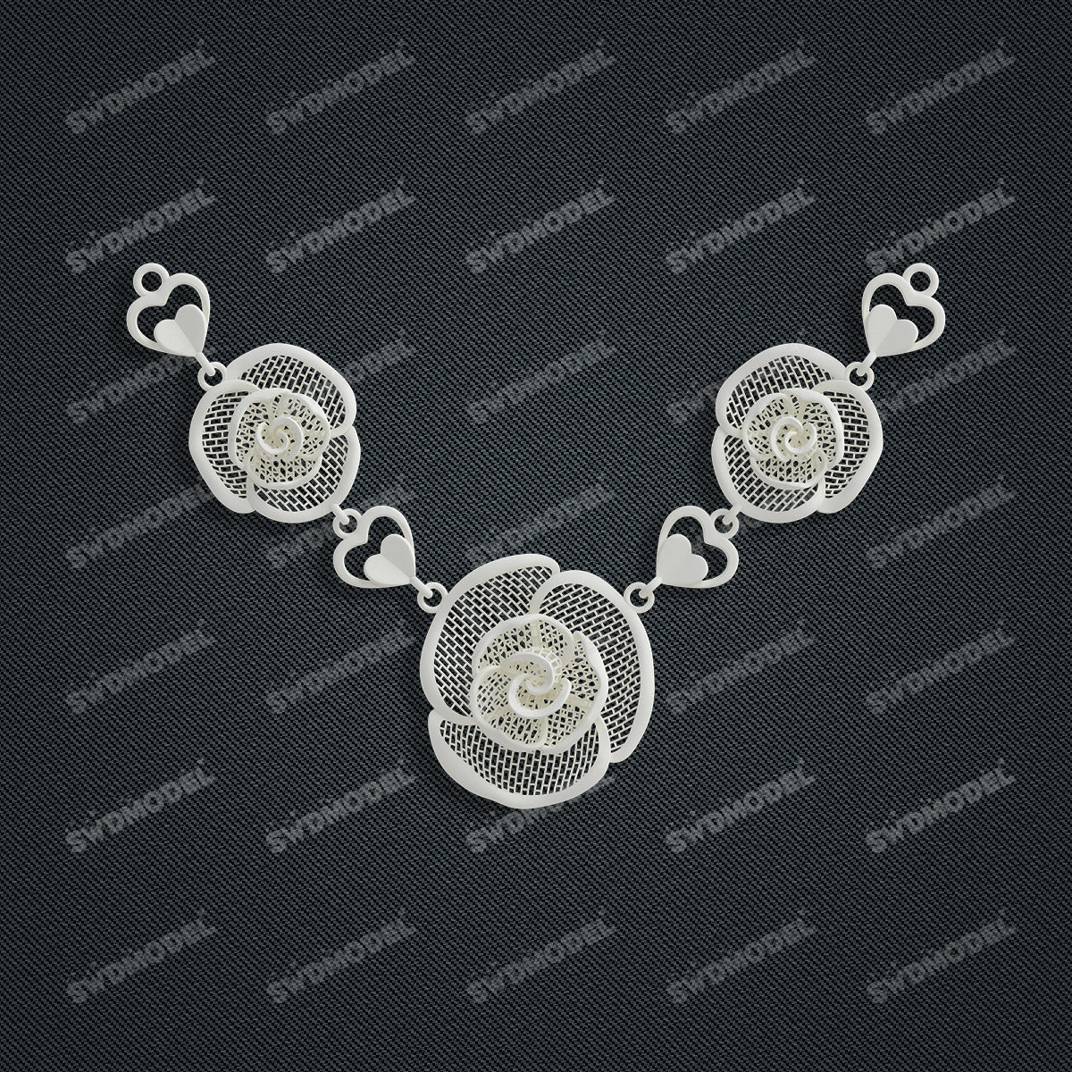 Jewelry set  Filigree Set   White Wax Casting Resin 3D Printing Service  CS61T-014wt