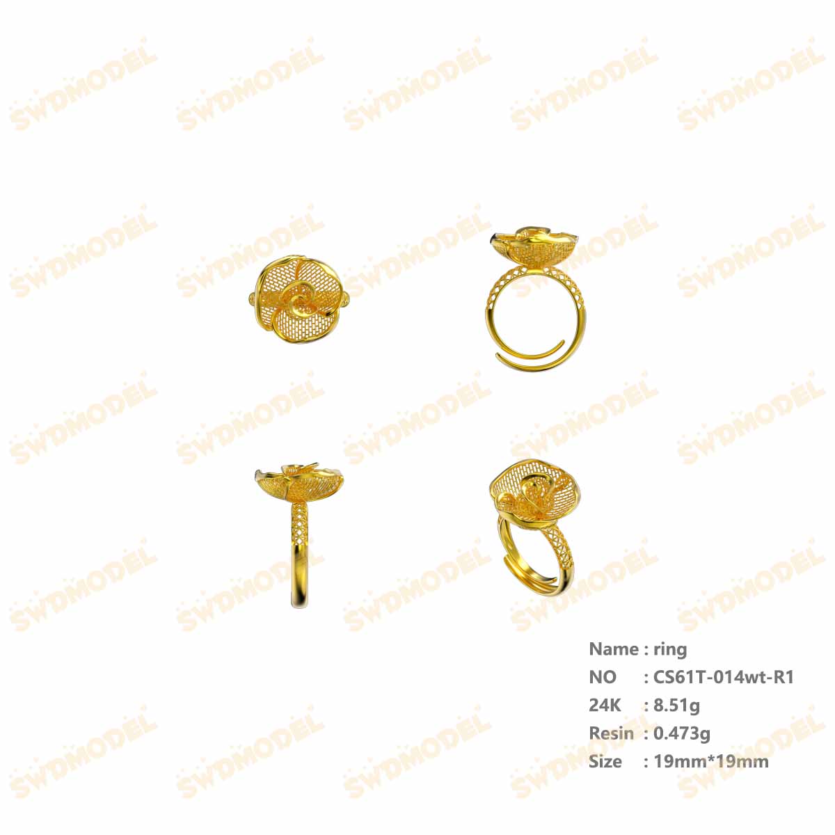 Jewelry set  Filigree Set   White Wax Casting Resin 3D Printing Service  CS61T-014wt