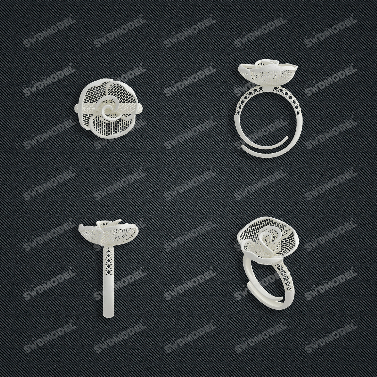 Jewelry set  Filigree Set   White Wax Casting Resin 3D Printing Service  CS61T-014wt