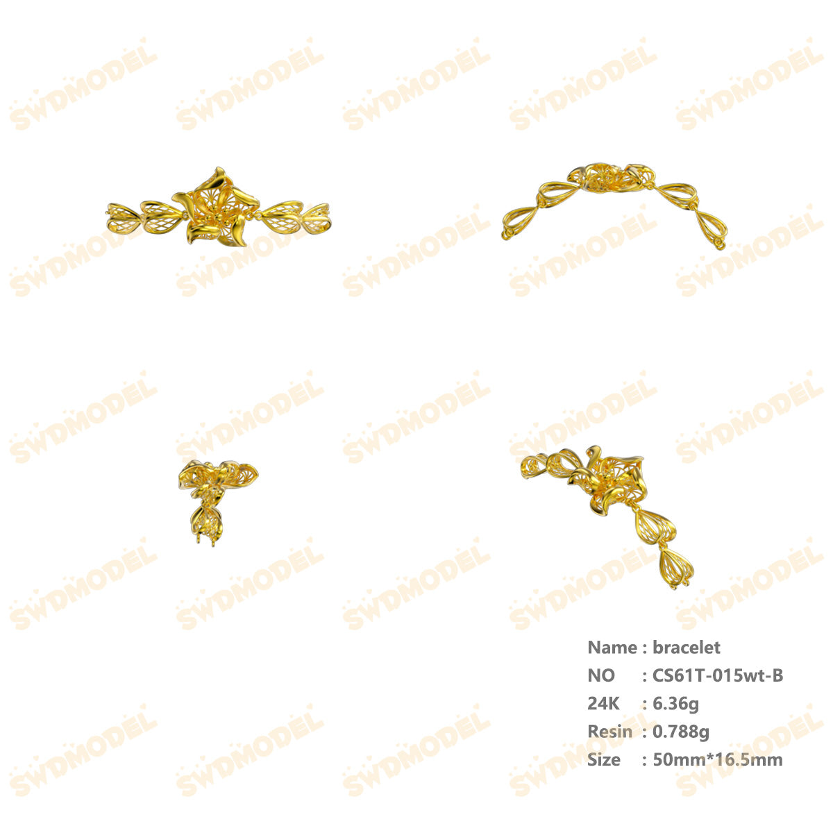 Jewelry set  Filigree Set   White Wax Casting Resin 3D Printing Service  CS61T-015wt